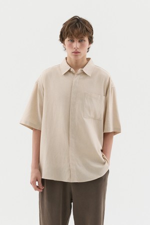 히든버튼 오버핏 린넨 반소매 셔츠 6컬러