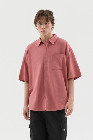 히든버튼 오버핏 린넨 반소매 셔츠 6컬러