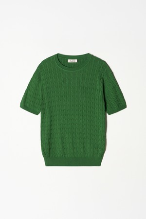 케이블 라운드 반팔 니트 7컬러