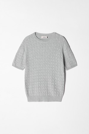 케이블 라운드 반팔 니트 7컬러