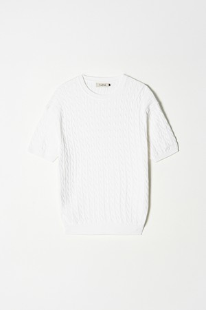 케이블 라운드 반팔 니트 7컬러