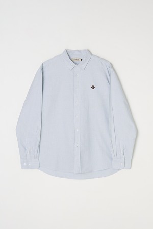 TC로고 스트라이프 옥스포드 오버핏 셔츠 그린