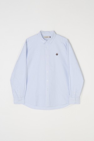 TC로고 스트라이프 옥스포드 오버핏 셔츠 블루