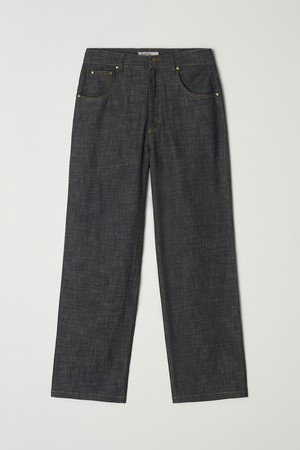 데님 오버핏 셋업 와이드 팬츠 블랙