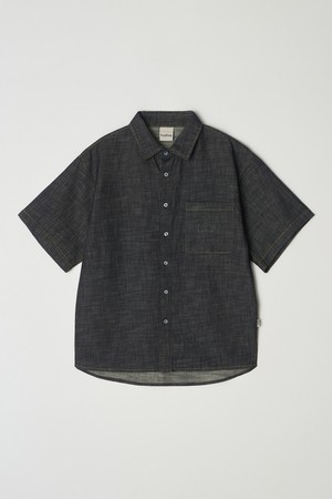 데님 오버핏 셋업 반팔 셔츠 블랙