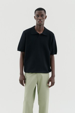 소프트 오픈 카라 반팔 니트 4컬러