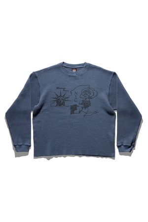 뮤지엄피스 뉴욕시티 와플 롱슬리브 빈티지 블루