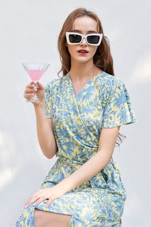 매쉬 쿨 랩 원피스 트로피칼 옐로우_YELLOW-a