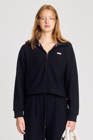 [WOMEN] 스트라이프 인터로크 자켓 - 블랙 HBW0001AUZBLK