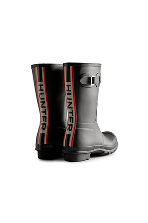 [WOMEN] 오리지날 헌터 컬러 백프린트 숏 레인부츠 - 블랙 WFS2353RMABLK