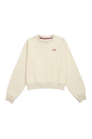 [WOMEN] 스트라이프 인터로크 크루 스웨트셔츠 - 아이보리 HBW0001AMZIVO