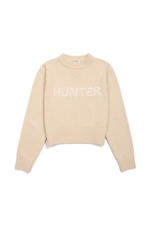 [WOMEN] 로고 크롭 울 스웨터- 스무스페블 HBW0003AKZSMP