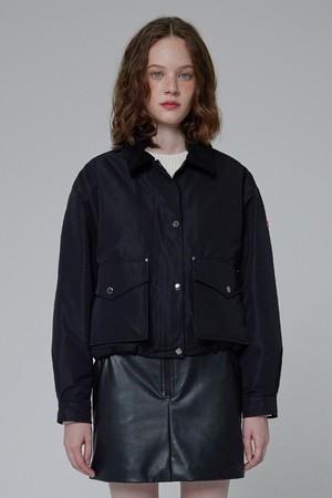 [WOMEN] 코듀로이 포인트 패딩 자켓 - 블랙 HDW0003AOZBLK