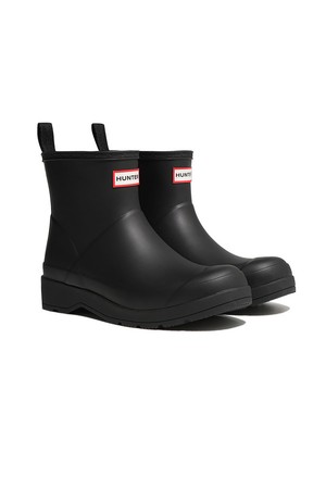 [UNISEX] 플레이 헌터 도트 프린트 백스트랩 숏 레인부츠 - 블랙 UFS4006RMABLK