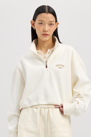 [WOMEN] 1856 로고 하프 집업 스웨트셔츠 - 아이보리 HCW0007ATZIVO