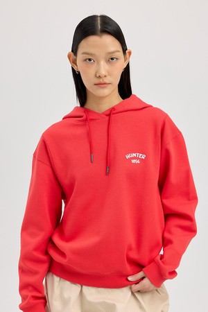 [UNISEX] 1856 로고 자카드 후디 - 레드 HCW0001AHZRED