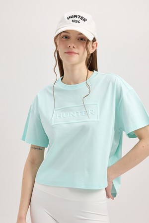 [WOMEN] 클린 코튼 엠보 로고 티셔츠 - 제이드 HCW0001ATZJAD