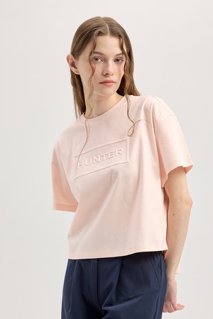 [WOMEN] 클린 코튼 엠보 로고 티셔츠 - 라이트핑크 HCW0001ATZLPK