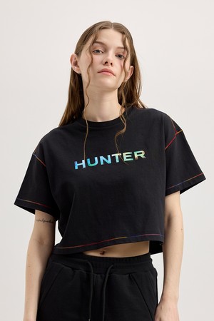 [WOMEN] 스티치 포인트 티셔츠 - 블랙 HCW0004ATZBLK