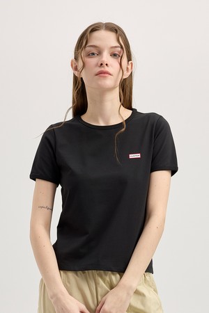 [WOMEN] 소프트 코튼 슬림 티셔츠 - 블랙 HCW0005ATZBLK