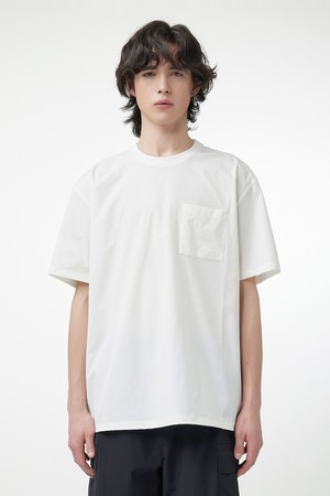 [MEN] 루즈핏 포켓 우븐 티셔츠 - 화이트 HEM0001ATZWHT