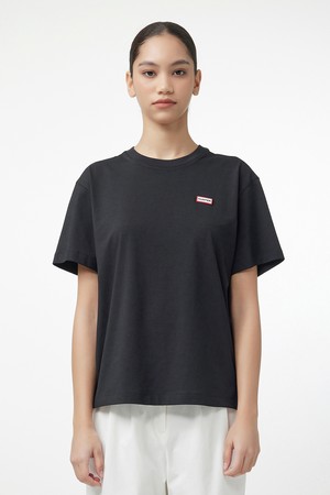[WOMEN] 코튼 저지 사이드 포인트 티셔츠 - 블랙 HEW0001ATZBLK
