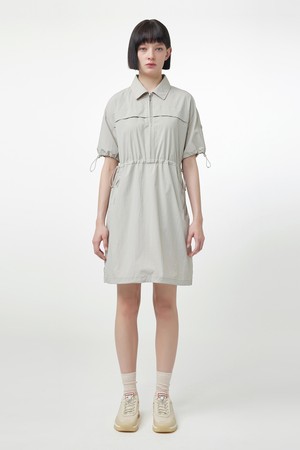 [WOMEN] 오리지날 반소매 우븐 원피스 - 웜그레이 HEW0001AEZWAG