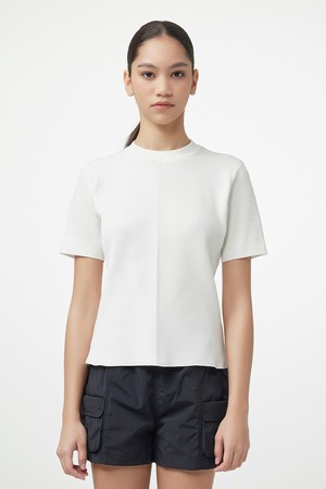 [WOMEN] 텍스처 반소매 니트 - 아이보리 HEW0002AKZIVO