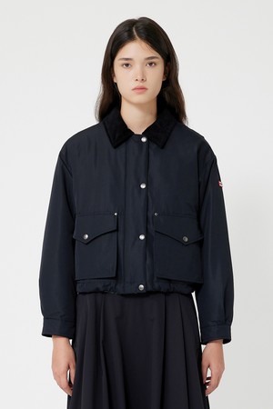 [WOMEN] 플레이 코듀로이 카라 패딩 자켓 - 블랙 HFWW101APDBLK