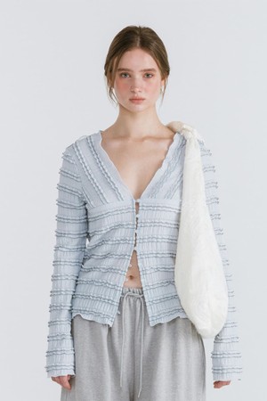 FRILL BUTTON CARDIGAN / SKYBLUE