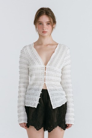 FRILL BUTTON CARDIGAN / IVORY