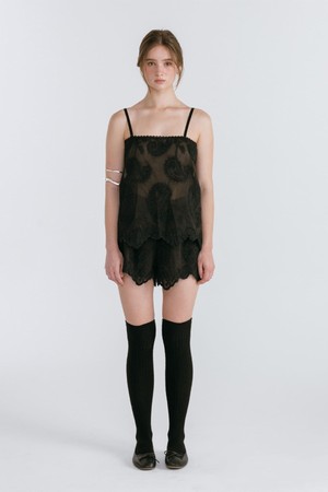 PAISLEY SEE-THROUGH SHORTS / BLACK