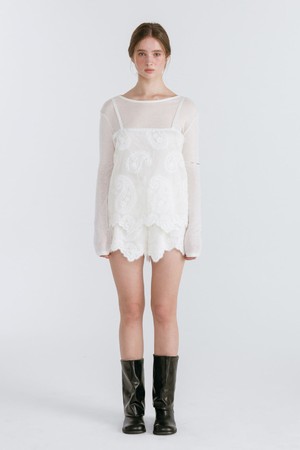 PAISLEY SEE-THROUGH SHORTS / IVORY