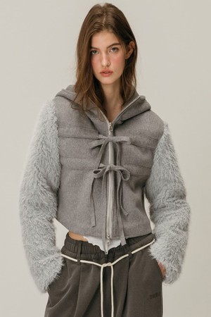 SHEARLING WOOL COAT / GREY