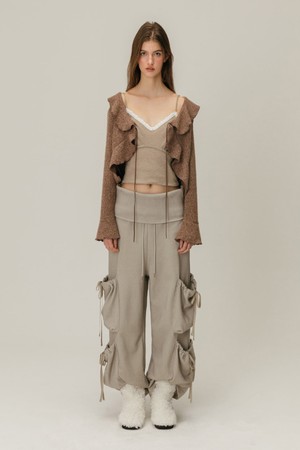 FOLDOVER SHIRRING SWEATPANTS / GREY