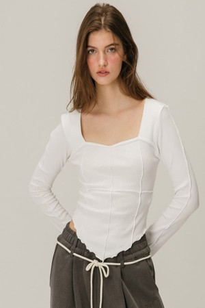 SIGNATURE HEART NECK T-SHIRT / WHITE