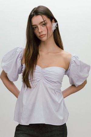 PUFF SHIRRING BLOUSE / PURPLE