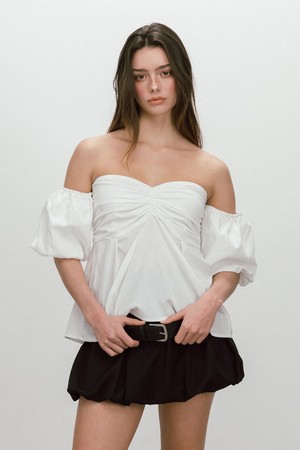 PUFF SHIRRING BLOUSE / WHITE
