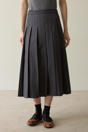 Medium Long Pleated Skirt Deep Gray
