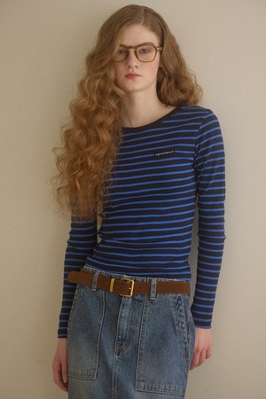 Deep Back Striped Tee Deep Blue