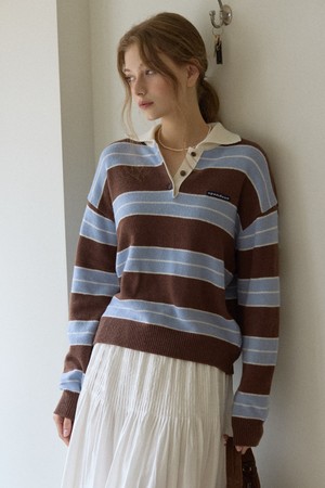 Color Stripes Knit Brown