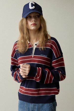 Color Stripes Knit Navy
