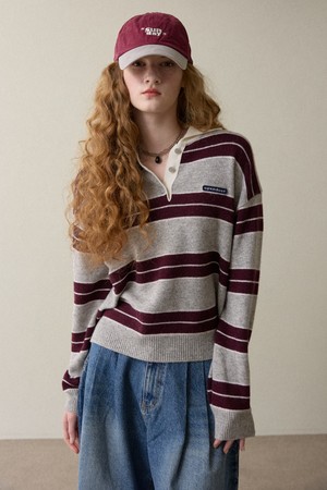 Color Stripes Knit Gray
