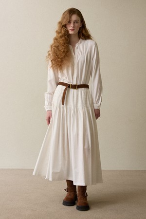 Handmade Wrinkle Pintuck Skirt Ivory