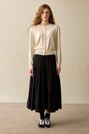 Handmade Wrinkle Pintuck Skirt Black
