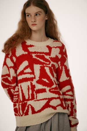 Like Pattern Knit Red