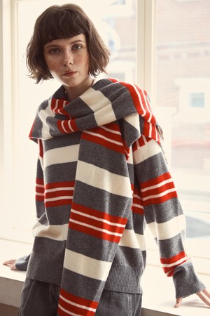 Loop Stripe Pullover Red