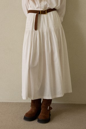 Handmade Wrinkle Pintuck Skirt Ivory