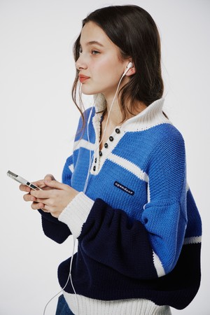 Color block stripe shirts knit