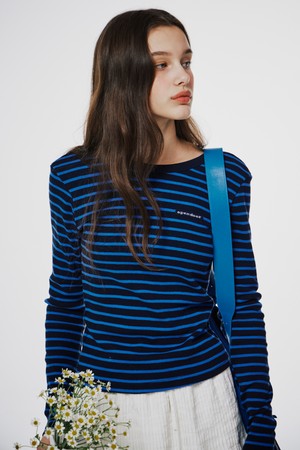 Deep back striped tee Blue